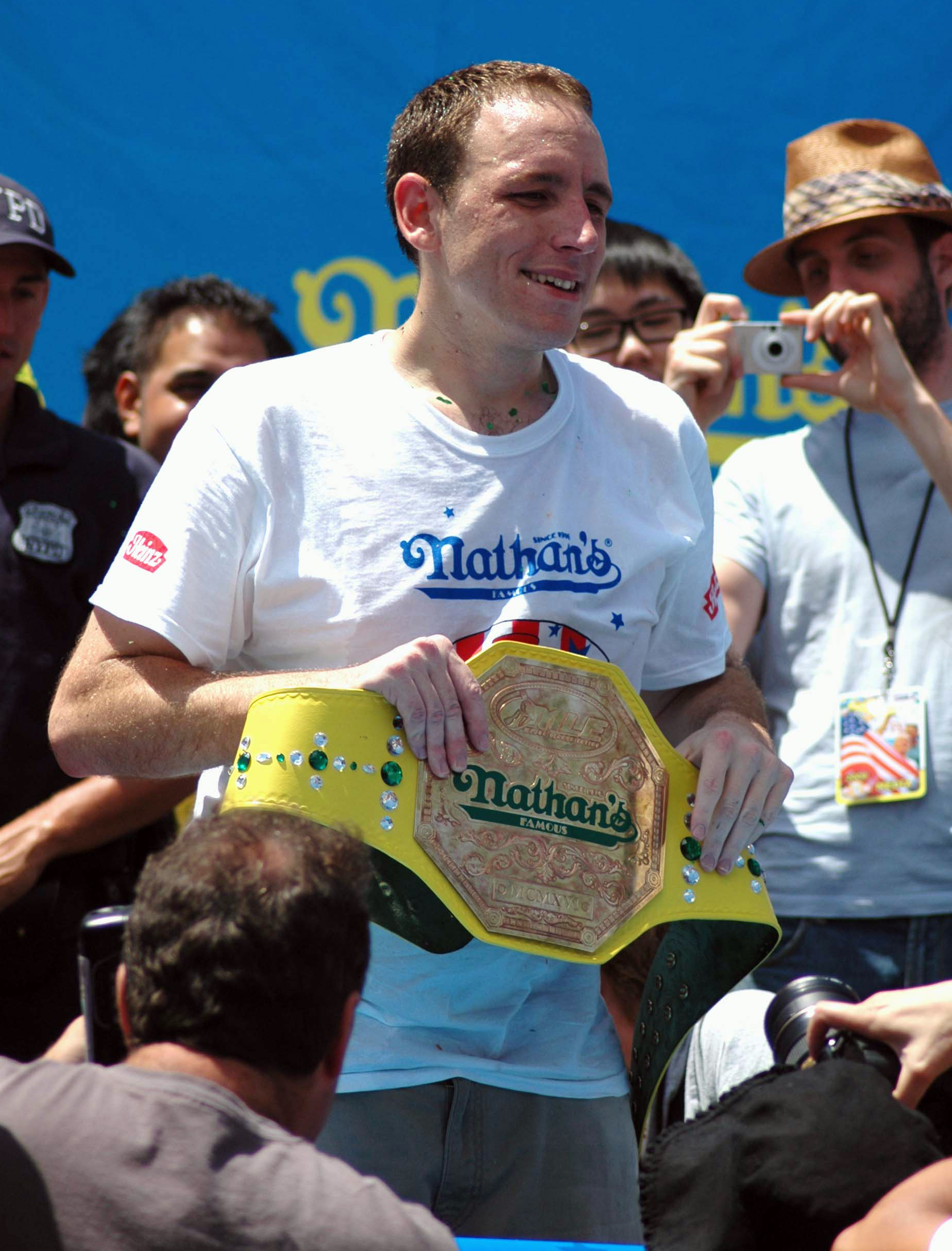 Joey Chestnut with trophy