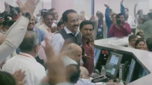 The Indian Space Research Organisation mission control room celebrates the successful landing of the Chandrayaan-3 mission.ISRO